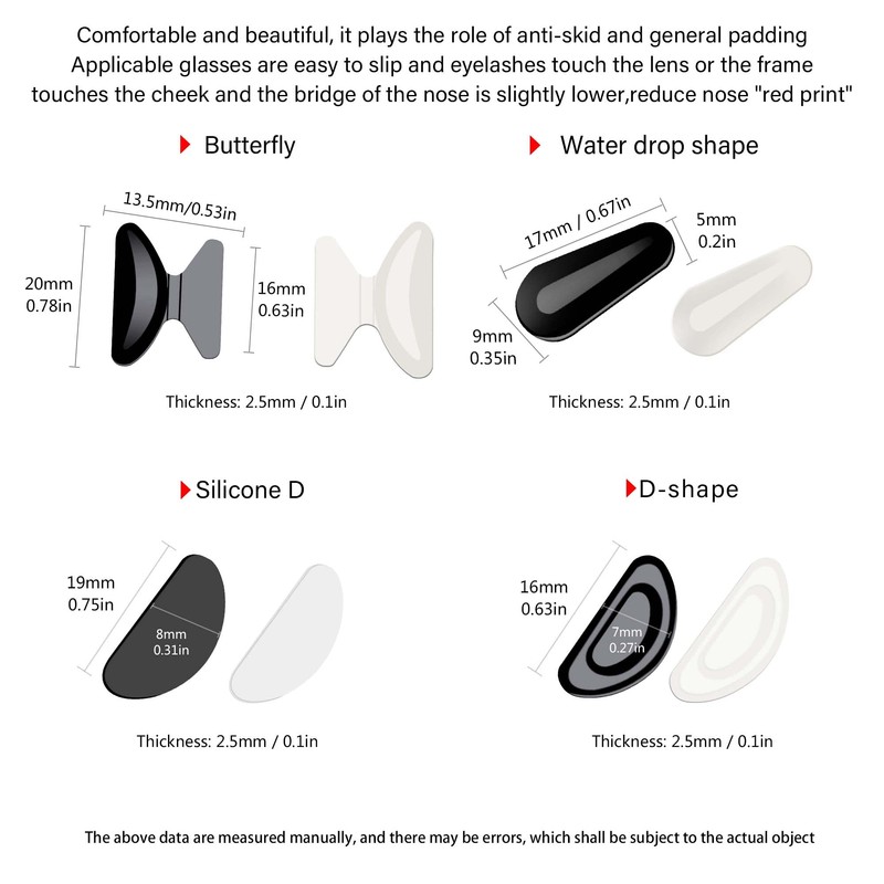 SooGree Adhesive Eyeglass Nose Pads, 8 Pairs Comfort Soft Silicone