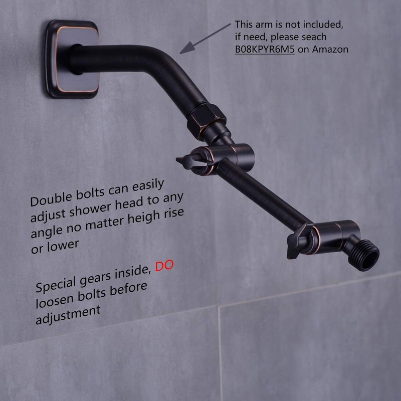 TRUSTMI Adjustable Shower Arm 4 Inch Brass Shower Head Combo