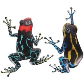 2Pcs Blue Iron Frogs Wall Decor - Creative Hanging Art for Living Room Home and Garden Decoration