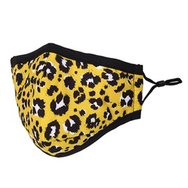 Washable Reusable 3 Layers Cotton Cloth - Light Yellow - Leopard Pattern, One Size Fits Most