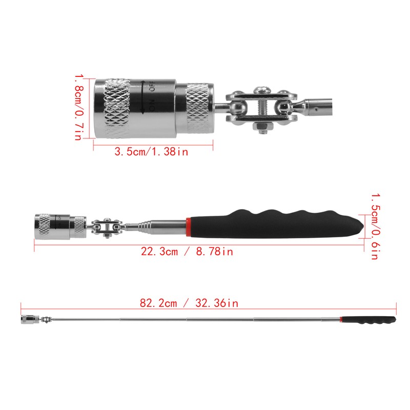 Claw type flexible picker with LED light, telescopic inspection mirror