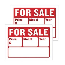 Car Auto Sales For Sale Sign 9"X12" (2-Line) - Customize Model Year & Phone - Indoor/Outdoor High Visibility Signs - 2-Pack
