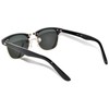 Stylish Retro Half Frame Sunglasses Black Gold Metal Frame Green