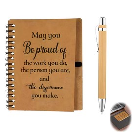 2 PCS Ballpoint Pen Kraft Lined Notepad, Thank You Gifts For Colleagues Spiral Notepad Employee Appreciation Inspirational Notebook Inspirational Positive Notebook Leaving Gifts for Coworker Volunteer