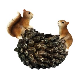 ZHLZTYYL Cute Animals Planter Pot, Resin Squirrel Succulent Plant Flowerpot, Decorative Succulent Plant Planter, Lovely Pinecone Bonsai for Office Desk Room Home Indoor Decor