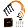 Quaneguzy Iridium Spark Plugs with Wire Set 4 PCS Fit