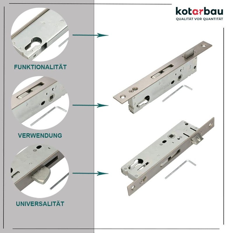 KOTARBAU Tubular Frame Lock 92 mm Backset 30/35 mm Stainless