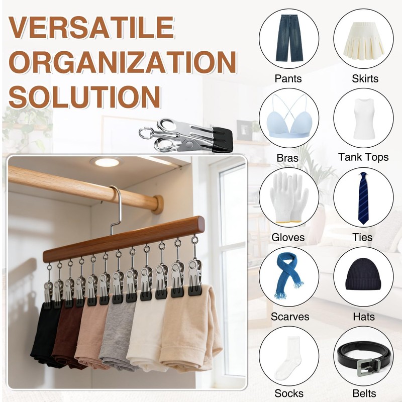 Closet Organizer with 12 Clips, Space Saving Hangers for Clothes,