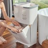 Laundry Basket on Wheels, 3 Section Detachable Laundry Hamper with
