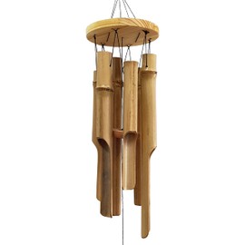 Wooden Wind Chimes for Outside, Bamboo Memorial Wind Chimes, Handcrafted Sympathy Gift for Loss of Loved one, Relaxing Sweet Tones for Home, Garden, Patio or Outdoor Decor 27"