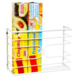 Deco Brothers Wall Mount Kitchen Wrap Organizer Rack, White