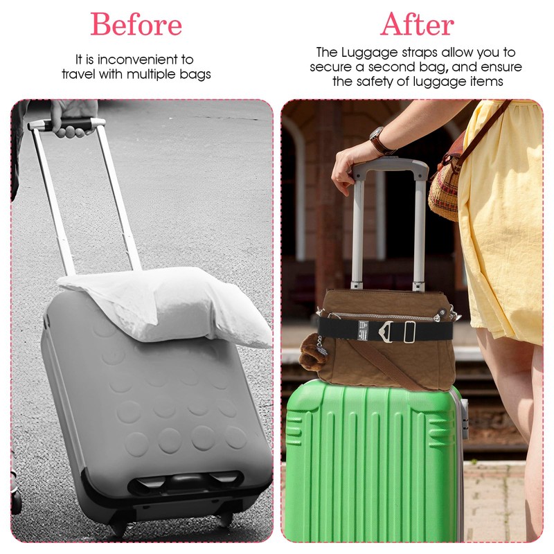 2-in-1 Luggage Straps Travel Belt for Carry On Bag, Elastic