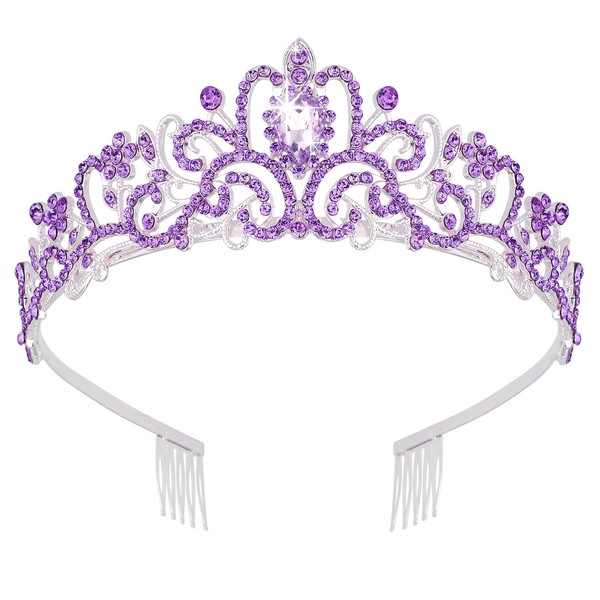 Didder Silver Tiaras for Women, Light Purple Crystal Tiaras and Crowns for Women Elegant Crown with Combs Princess Crown Tiaras for Girls Women's Headbands Bridal Wedding Prom Birthday Party