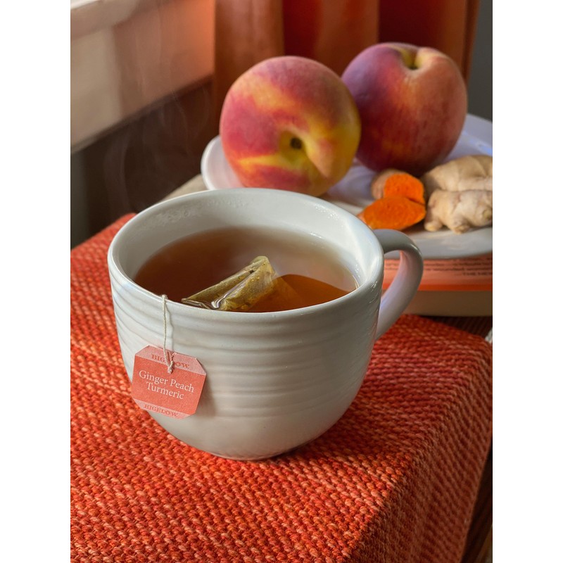 Bigelow Tea Ginger Peach Turmeric Herbal Tea, Caffeine Free Tea