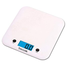 Taylor 11lb Ultra Thin Digital Kitchen Scale, 0.1 oz / 1g increments, White