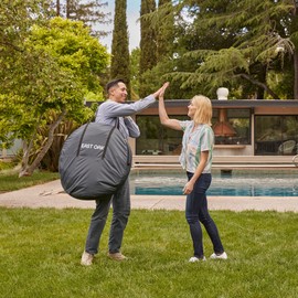 EAST OAK Screen House Tent Pop-Up, Portable Screen Room Canopy Instant Screen Tent 4 x 4 FT with Carry Bag for Patio, Backyard, Deck & Outdoor Activities, Beige