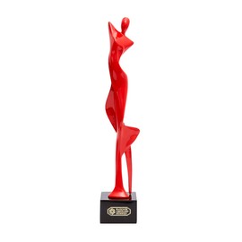 NENBOLEC Woman Statue Figurine Lady Sculpture Modern Decor Yoga Gifts Abstract Arts Polyresin Table Centerpiece Crafts Red 13.8 inch