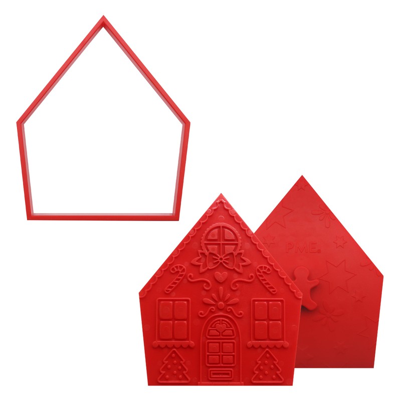 PME CH24CCC102 Christmas Cookie Cutters & Stamps, Gingerbread House (Set