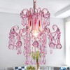 Q&S Mini Crystal Chandelier, Modern Pink Chandelier,Small Hanging Light Fixture