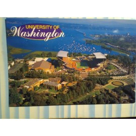THE PACIFIC NORTHWEST aerial view CHROME  POST CARD UNIVERSITY OF WASHINGTON SEATTLE WASHINGTON