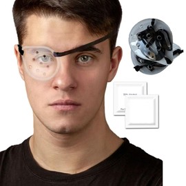 ZBJBinCH Transparent Ventilated Eye Patches 2 PCS Cataract Sur-Gery Recovery Cover Ventilated Patch Gaurd with Tape, Protective Plastic Eye Shield with Adjustable Strap (Black, 1PCS)