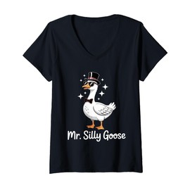 Womens Bridge to Be Wedding Party Mr Silly Goose Gettin' Loose V-Neck T-Shirt