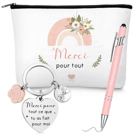 Clabby Thank You Gift Set Thank You Ballpoint Pen Thank You for Everything Keyring Cosmetic Bag for Teacher, Employee, Nanny, Mother, Friend, Colleague, Doctor, Nurse