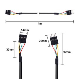 MEIRIYFA 5Pin USB IDC Header Extension Cable,2.54 Dupont 5-Pin Male to Female Motherboard Header Cable for USB Ports, Expansion Cards 3.3FT（2 Pack）