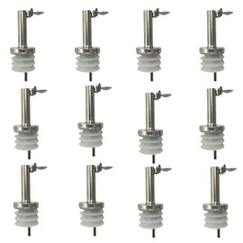 Stainless Steel Classic Bottle PourersLiquor Bottle Pourers for Wine, SpiritsAlcohol, Olive Oil, Liquor Pourers with Dust Caps, Speed Pourers, Bar Bartender Accessor (white, 12)
