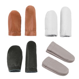Bdfgh 4 Pairs Leather Sewing Thimble Leather Finger Guards Protector, Knitting Thumb Protector Hand Sewing Finger Sleeves, Handcraft Tools for Embroidery Needlework DIY Gift Ideas (Random Colours)
