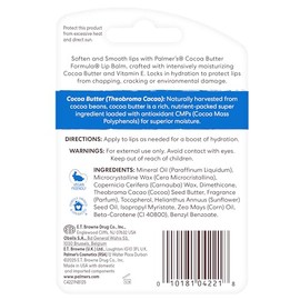 Palmer's Cocoa Butter Formula Dúo-Pack Bálsamo Labial con Manteca de Cacao y Vitamina E, 48 Horas de Humectación, Dermatológicamente Probado 4g x 2
