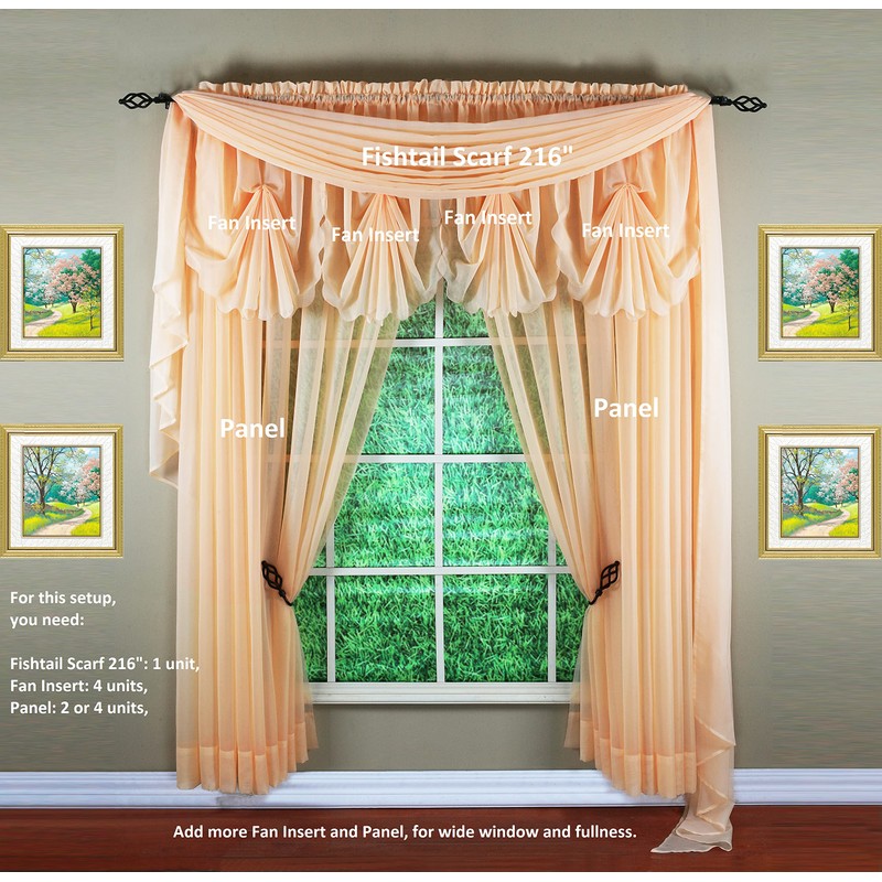 Today's Curtain Emelia Original Voile Panel 84", Peach, 60" W