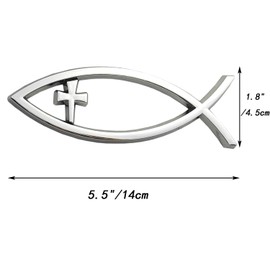 OnlyYou.X Cross Fish Emblem Cross Fish Badge Christian Fish Symbol Decal Cross Fish Sticker for Universal Car and Motocycle 1 Piece ABS Silver