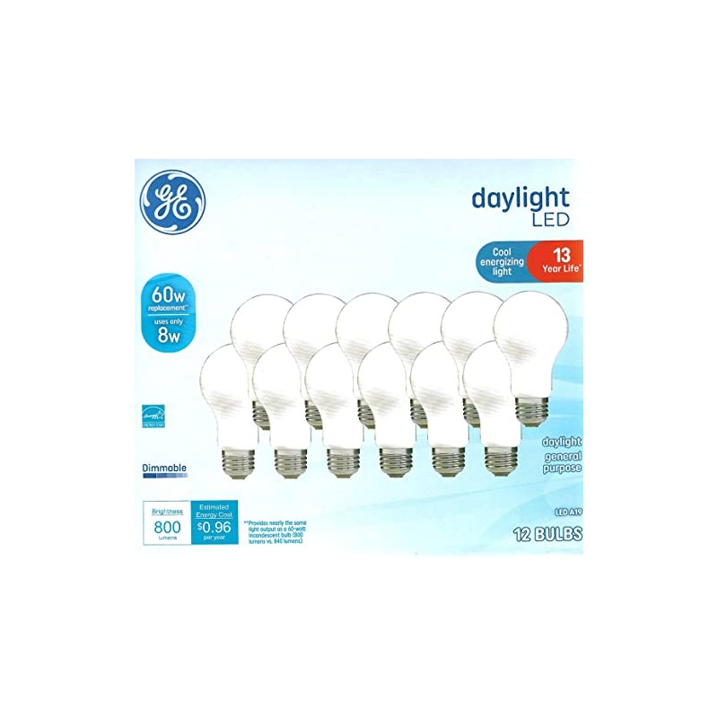 GE Daylight LED Light Bulbs, 8 Watt (60 Watt Equivalent)