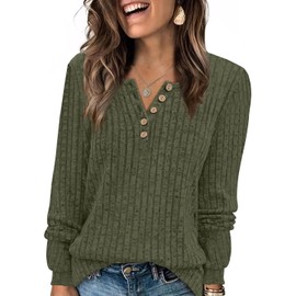 XIEERDUO Fall Outfits for Women 2025 Women's Fashion Long Sleeve Sweater Trendy Clothes Work Shirts Armygreen L