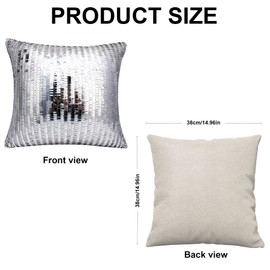 Silver Cushion Covers - 2pcs Silver Sequin Cushion, Disco Ball Pillow Covers, Funky Disco Christmas Decor, Sparkle Sequin Throw Cushions Covers, Best Wedding Party Bed Living Room Sofa Decor (38x38cm)