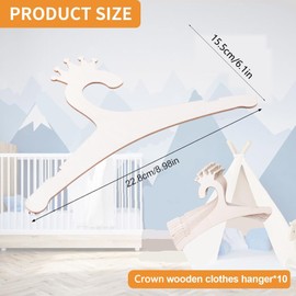 MOROBOR Wooden Kids Hangers, 10pcs Cute Crown Kids Hangers 9inch Baby Nursery Closet Hangers Natural Kids Shirt Dress Coat Hangers for Baby Shower Crate Closet Clothing Storage