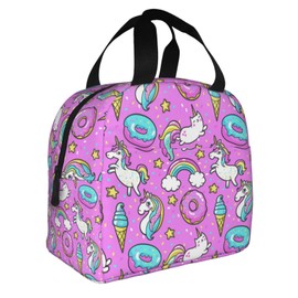VOOHDDY Star Unicorn Donut Rainbow Insulated Lunch Bag For Men Women Reusable Lunch Box Container Waterproof Portable Cooler Thermal Tote Bag For Work Office Picnic Beach Travel