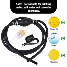 Evil Energy Transfer Siphon Pump, Manual Fuel Pump for Gasoline Gas Diesel Oil with 2 Hoses