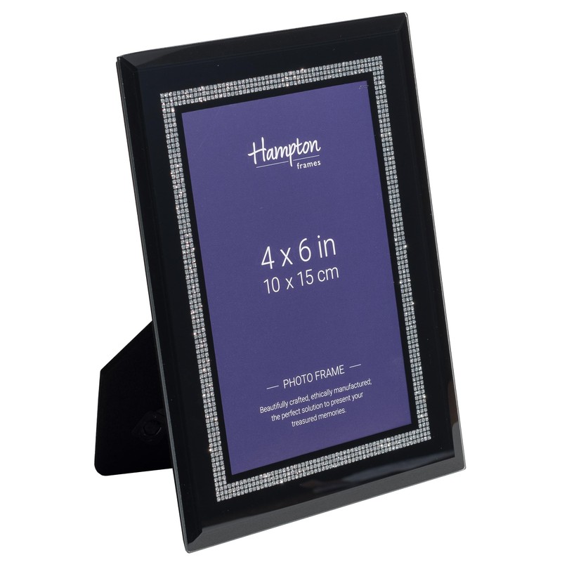 Hampton Frames RITZY 4x6 (10x15cm) Gloss Black Photo Frame Glass