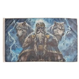 Pandiui23 Decorative House Flag for Yard Norse Viking Runes Print Two Wolves Welcome Yard Flag Hanging Lawn Decoration 3x5ft
