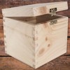 Small Square Cube Wooden Box with Lid & Clasp Closure