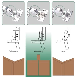 Soft-Close Hinges Stainless Steel, Cabinet & Furniture Hinges, Door Hinges for Wooden Doors, 35mm Standard Size Cup Hinge, for Wardrobe/Cupboard Doors – Removable(Half Overlay, 4pcs)