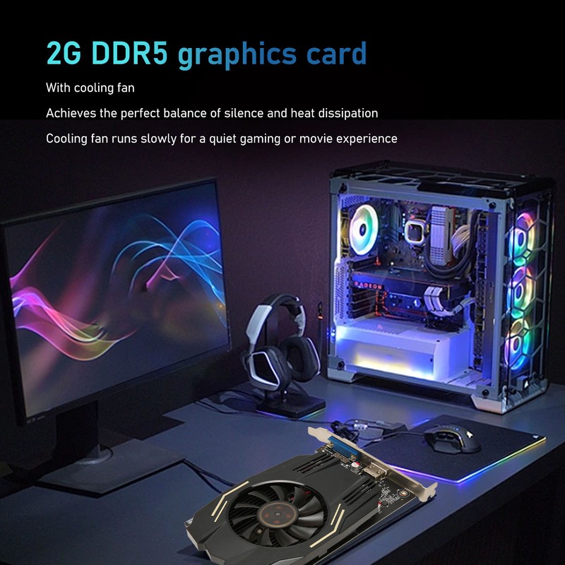 GT1030 2GB DDR5 64bit Graphics Card with Cooling Fan 3840x2160