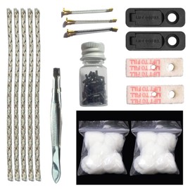 Kit de reparación universal para encendedor (tornillo de resorte, piedra de pedernal, algodón, mecha, almohadilla de fieltro de algodón y almohadilla de fieltro de goma, pinzas)