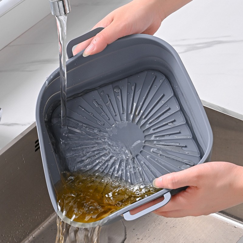 2PCS Fryer Silicone Liners 8in Square Odourless Thickened Foldable Fryer