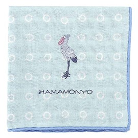 Hamamonyo Reversible Gauze Handkerchief WA and Shovel, blue