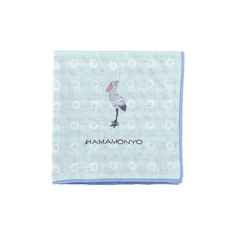 Hamamonyo Reversible Gauze Handkerchief WA and Shovel, blue
