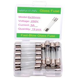 QBGTFAK 19 Pcs 6x30mm 5 A 5 amp 250 V 0.24x1.18 Inch Volt F5AL250V Fast-Blow Glass Fuses (5A)