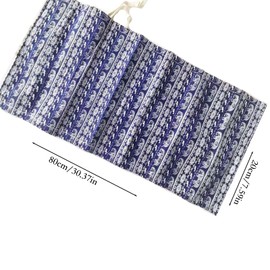 Spldsun 72 Slots Pencil Wrap, Portable Pen Roll, Wrap Canvas Pen Roll, for Travel, School, Office Storage Pencils, Ballpoint Pens etc, blue